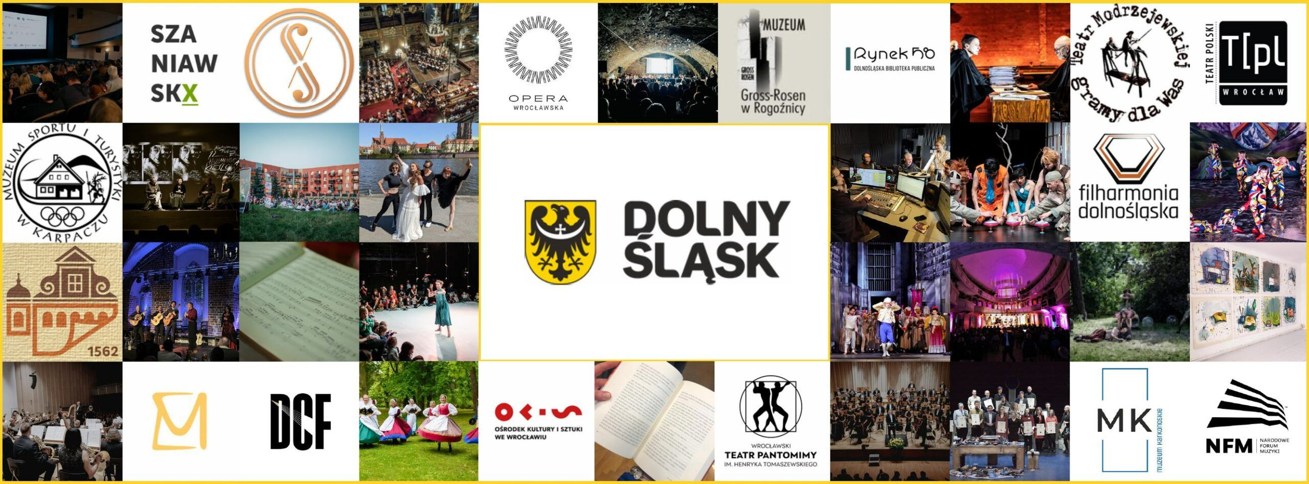 Grafika z licznymi logotypami instytucji kultury