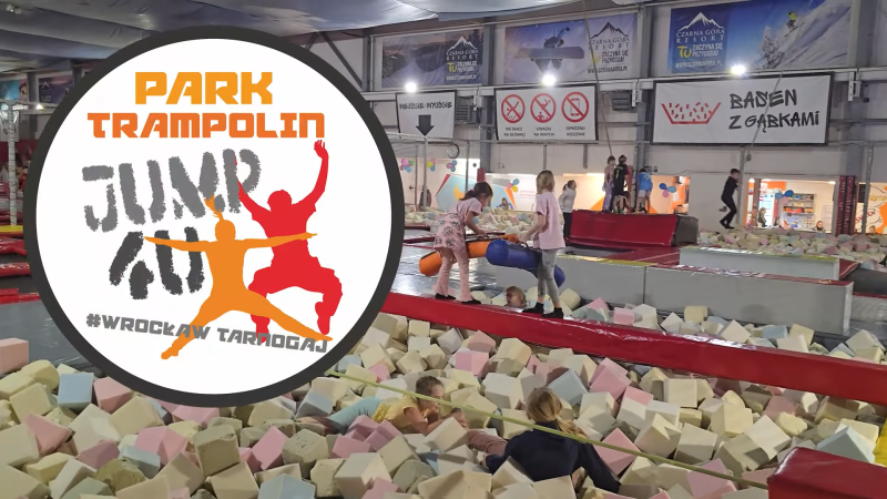 Grafika ilustracyjna parku trampolin Jump 4U we Wrocławiu