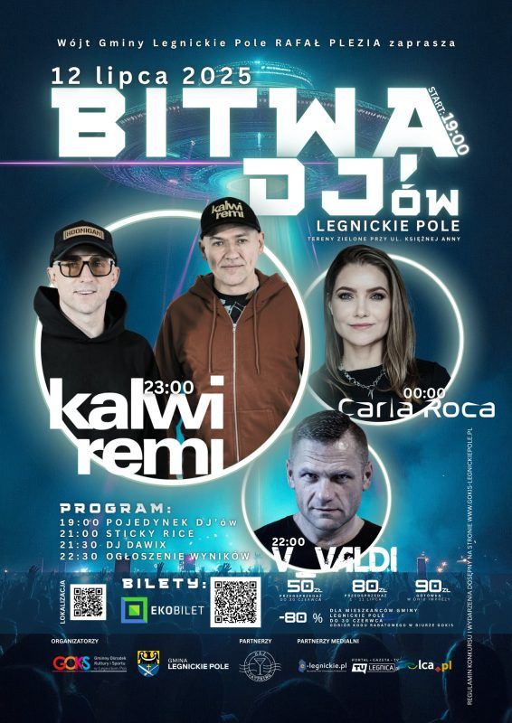 Plakat z napisem Bitwa DJów z podobiznami twórców